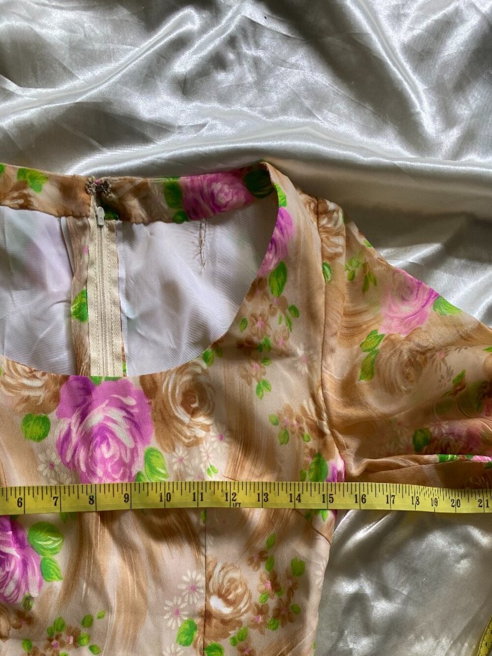 Vintage 1970s Floral Rose Prairie Boho Maxi Long Sleeve Gown Small Handmade - Picture 4 of 7